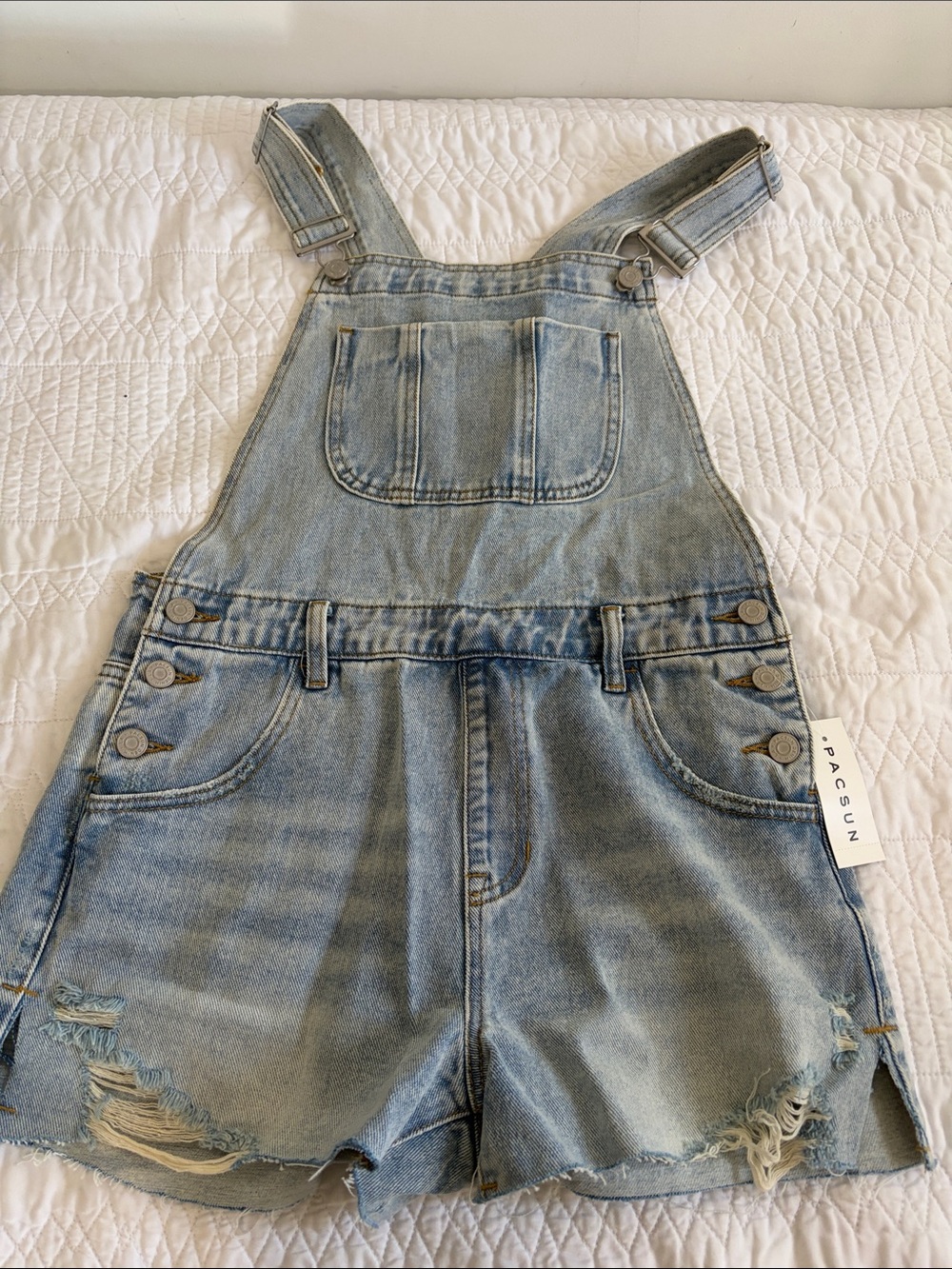PacSun Light Blue Denim Short Overalls